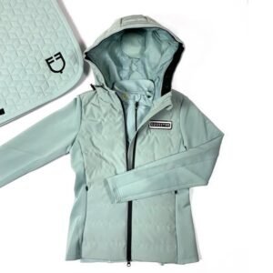 vêtements d’équitation grey mist (haut d’équitation, doudoune, leggings)